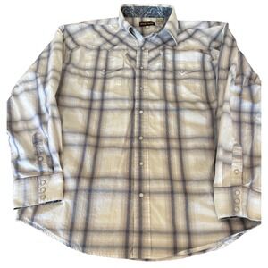 Stetson Long Sleeve shirt white blue Pearl Snap Western paisley flip cuff sz XL